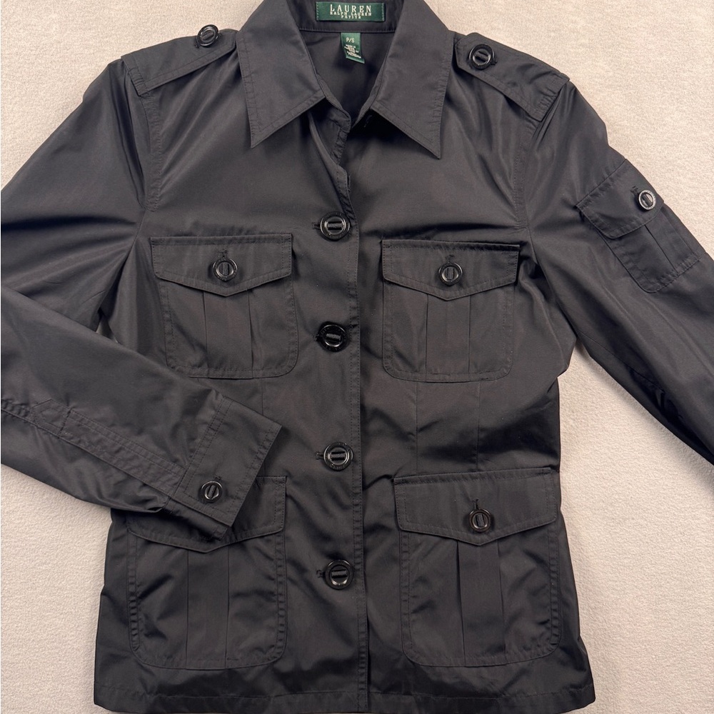 Lauren Ralph Lauren Field Jacket Women Petite Sm Black Tactical Pocket Outdoor